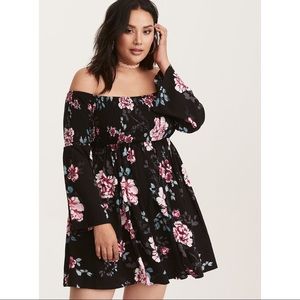 Off the shoulder long sleeve dress